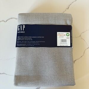 NWT Set Of Gap Home Clipped Jacquard Stripe Window Curtains Black White 48 x 95”